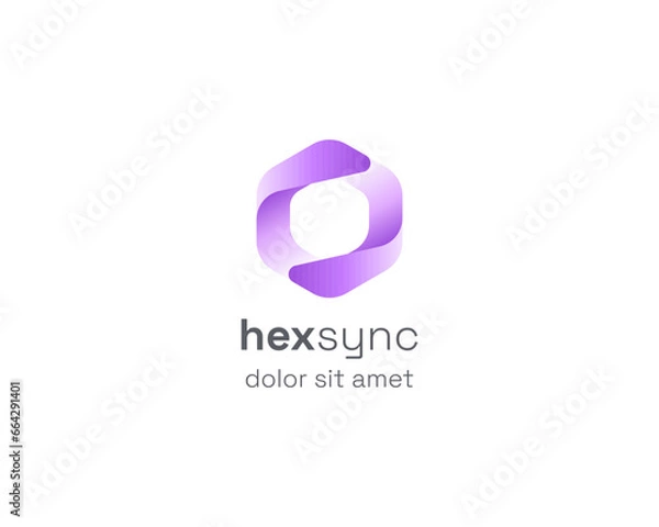 Fototapeta Sync logo hexagon with smooth gradient