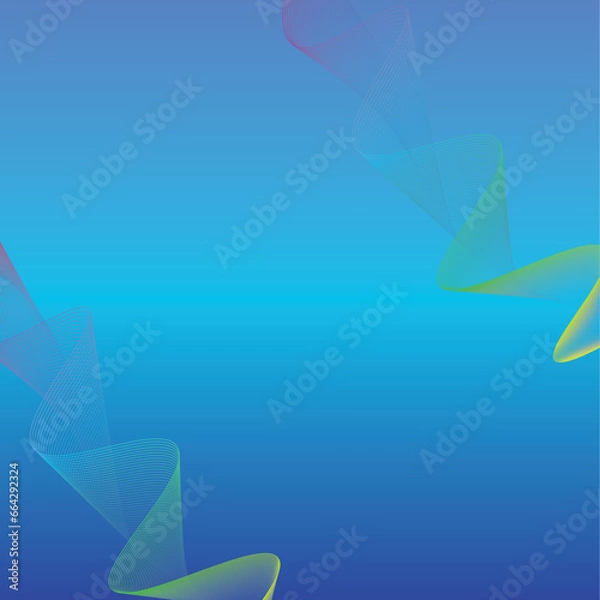 Fototapeta Abstract blue 3D wave gradient background illustration
