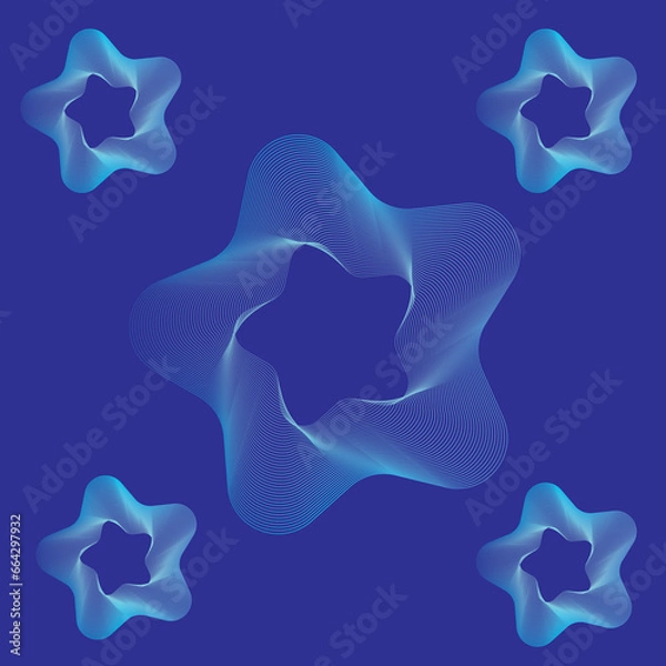 Fototapeta Abstract blue star 3D wave gradient background illustration