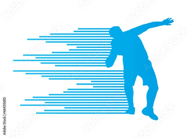 Fototapeta Athletic shot put vector background concept
