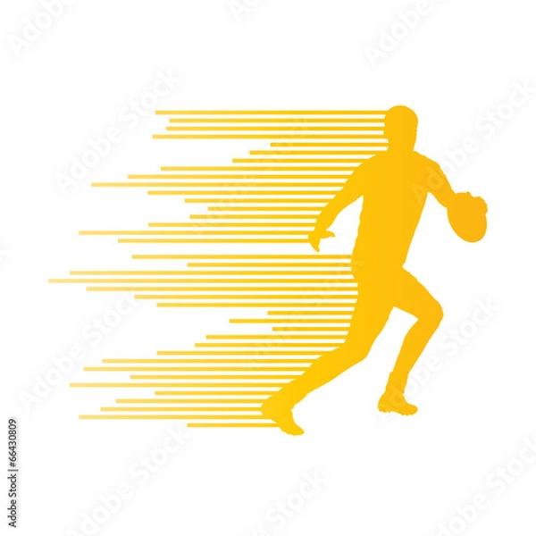 Fototapeta Rugby player man silhouette vector background concept made of st