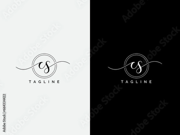 Fototapeta Signature cs letter logo design. Signature logo. Lettering. Sc logo. Business. Script. Font. Handwritten cs vector. Premium template. Luxury