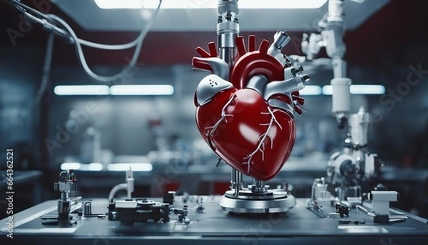 Obraz Artificial Mechanical Red Heart produced in a laboratory