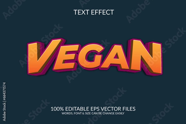 Fototapeta World vegan day 3d vector eps editable text effect illustration template