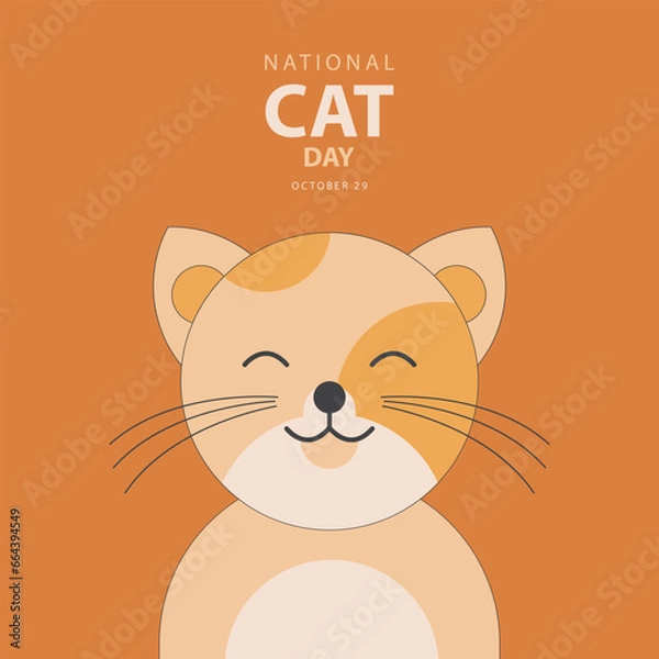 Fototapeta National Cat Day on october 29, With concept a cute cat abstract vector illustration and text isolated on color background for commemorate and celebrate National Cat Day.