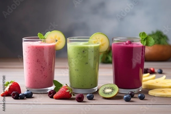 Obraz Fruit smoothies.AI Generated