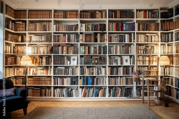 Obraz Book shelf.AI Generated