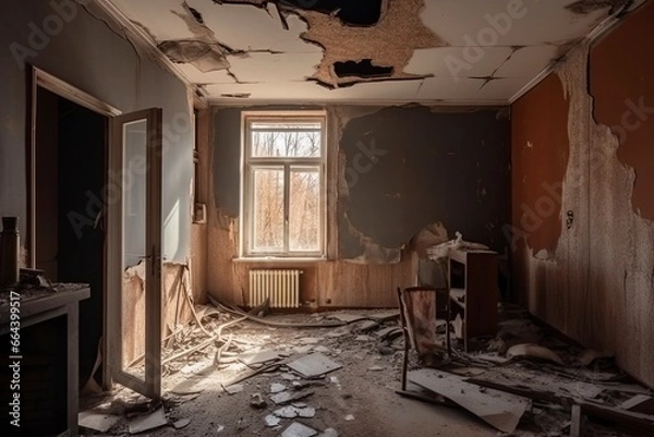 Obraz Interior of the old abandoned house.AI Generated