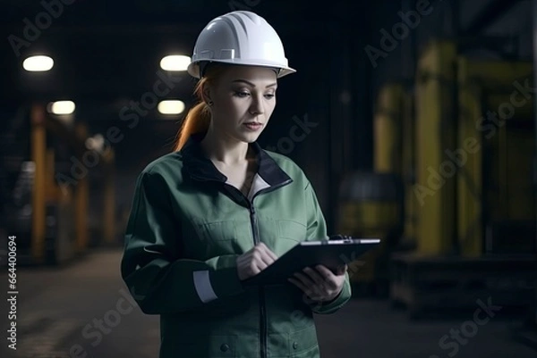 Fototapeta female construction worker