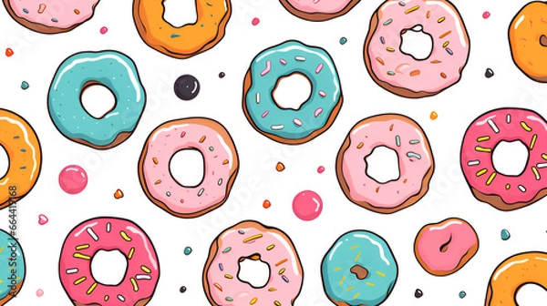 Fototapeta seamless pattern with doughnut | generative ai