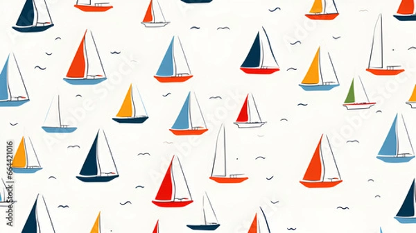 Fototapeta seamless pattern with yacht | generative ai