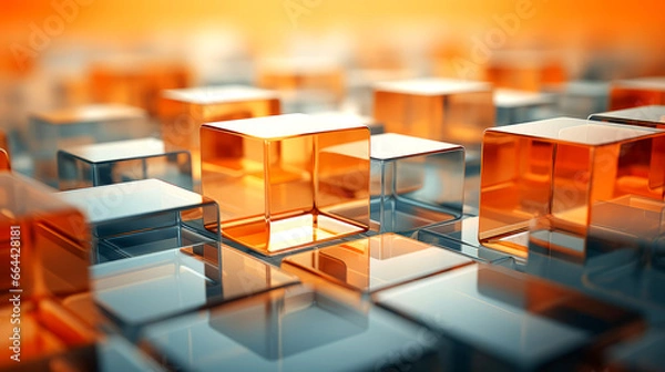 Obraz abstract Orange background with glass squares and elements 