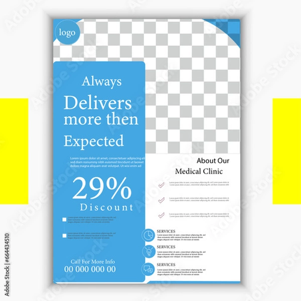 Fototapeta Doctor Flyer Mockup, Creative and Advanced  Flyer Design, Flyer template Layout Design,  business flyer template Design, Digital flyer templates, Modern Geometric shape used