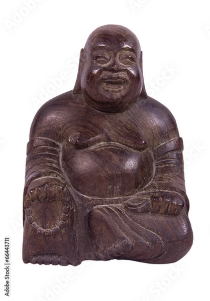 Fototapeta Happy man buddha woodden statue