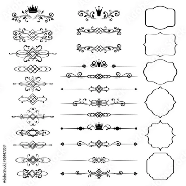 Obraz Ornamental vintage frames with crowns. Page decoration.