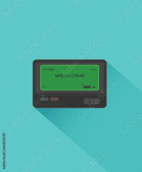 Fototapeta Pager technology from the '90s is used in media and design. and combining things from the past with modernity in the present day