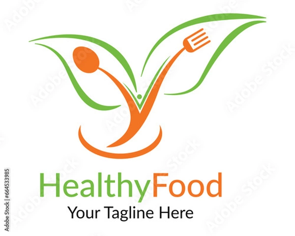 Fototapeta Health Food Logo template of food company and vector design