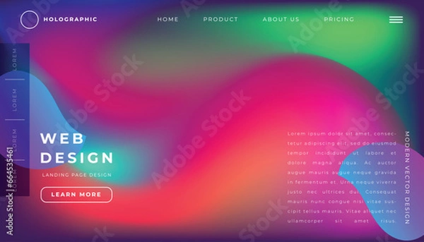 Obraz Trendy summer fluid gradient background, colorful abstract liquid 3d shapes. Futuristic design wallpaper for banner, poster, cover, flyer, presentation, advertising, landing page