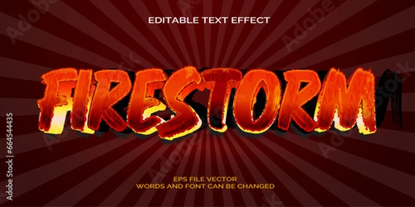 Fototapeta Free vector  firestorm text effect, editable hot text style