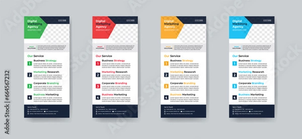 Fototapeta Modern creative corporate business dl flyer or rack card layout concept background flyer brochure cover template for grow up your business to the next level
