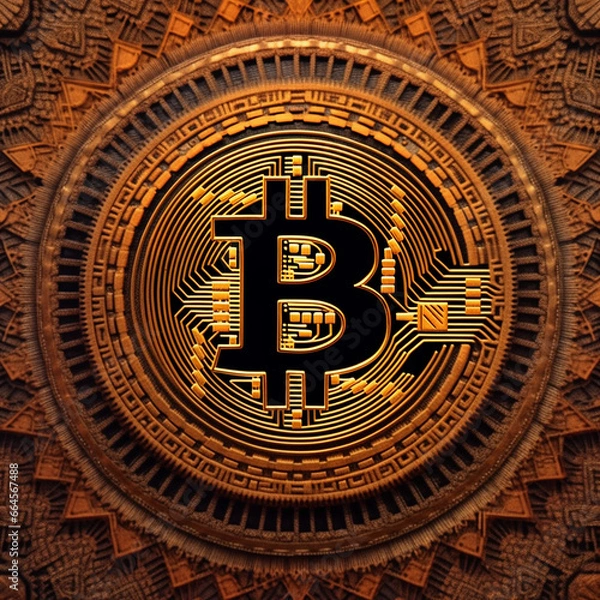 Obraz The image represents Bitcoin, a decentralized digital cryptocurrency operating on a blockchain network, allowing peer-to-peer transactions globally without the need for intermediaries.
