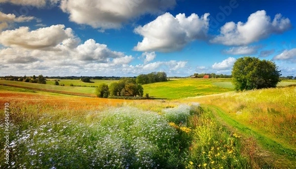Obraz landscape with grass and blue sky
