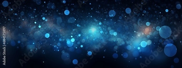 Obraz Blue circles on a black background, creating a dreamlike atmosphere with bokeh effects and light navy tones, forming a smoky backdrop with a blurred, surreal feel.