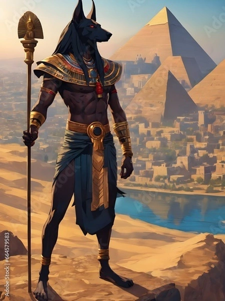 Obraz Anubis, the Egyptian god with the head of a dog