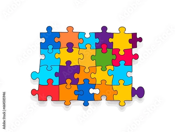 Obraz Doodle Colorful puzzle pieces, cartoon sticker, sketch, vector, Illustration, minimalistic