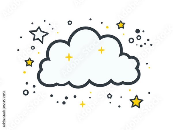 Obraz Doodle Thought bubble with stars, cartoon sticker, sketch, vector, Illustration, minimalistic