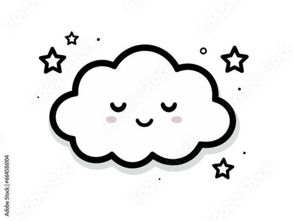 Obraz Doodle Thought bubble with stars, cartoon sticker, sketch, vector, Illustration, minimalistic