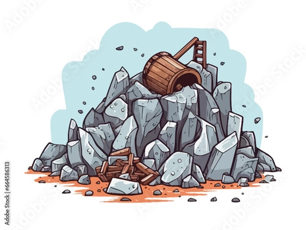 Obraz Doodle Broken mine, cartoon sticker, sketch, vector, Illustration, minimalistic
