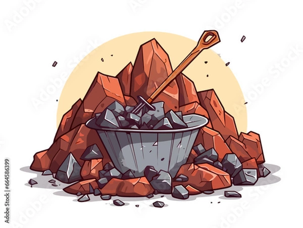 Obraz Doodle Broken mine, cartoon sticker, sketch, vector, Illustration, minimalistic