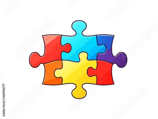 Obraz Doodle Puzzle puzzle-piece, cartoon sticker, sketch, vector, Illustration, minimalistic
