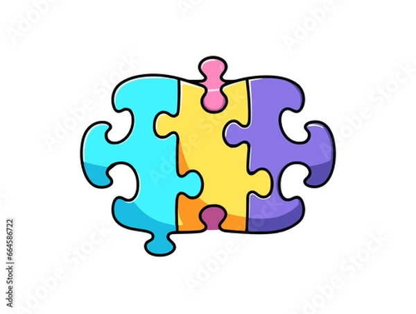 Obraz Doodle Puzzle puzzle-piece, cartoon sticker, sketch, vector, Illustration, minimalistic