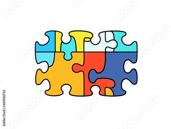 Obraz Doodle Puzzle puzzle-piece, cartoon sticker, sketch, vector, Illustration, minimalistic