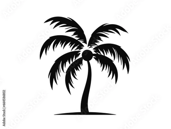 Obraz Doodle Palm tree silhouette, cartoon sticker, sketch, vector, Illustration, minimalistic
