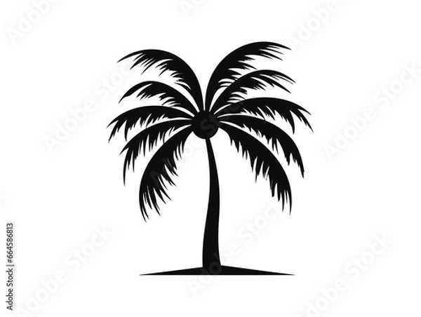 Obraz Doodle Palm tree silhouette, cartoon sticker, sketch, vector, Illustration, minimalistic