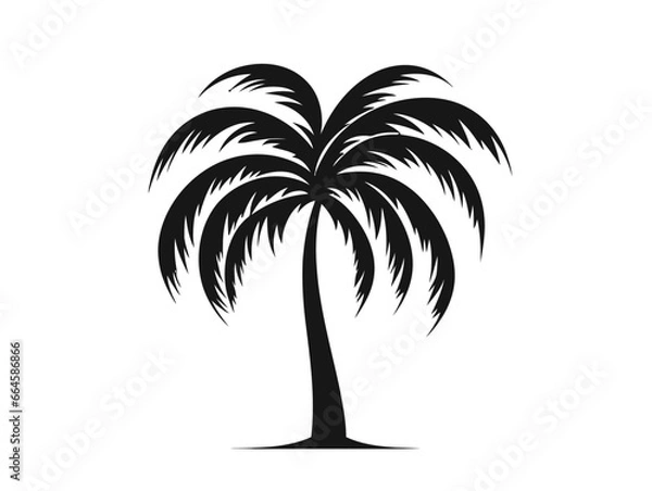 Obraz Doodle Palm tree silhouette, cartoon sticker, sketch, vector, Illustration, minimalistic