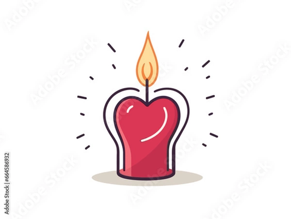 Obraz Doodle Candle with heart, cartoon sticker, sketch, vector, Illustration, minimalistic