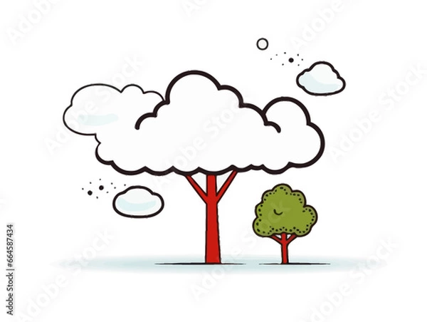 Obraz Doodle Thought bubble with tree, cartoon sticker, sketch, vector, Illustration, minimalistic
