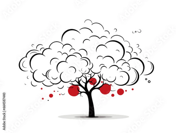 Obraz Doodle Thought bubble with tree, cartoon sticker, sketch, vector, Illustration, minimalistic