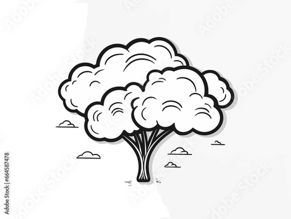 Obraz Doodle Thought bubble with tree, cartoon sticker, sketch, vector, Illustration, minimalistic