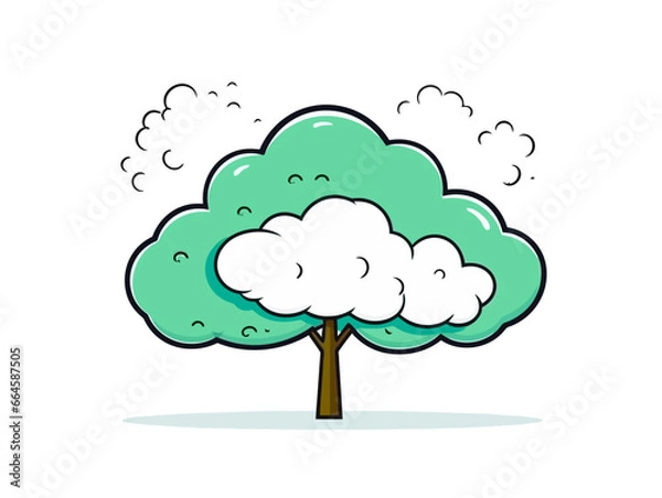 Obraz Doodle Thought bubble with tree, cartoon sticker, sketch, vector, Illustration, minimalistic