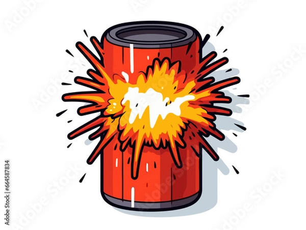Obraz Doodle Explosive Barrel, cartoon sticker, sketch, vector, Illustration, minimalistic