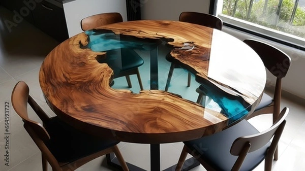 Obraz nice modern cool epoxy resin dining table