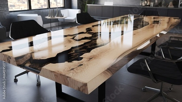 Fototapeta large modern, cool epoxy resin table