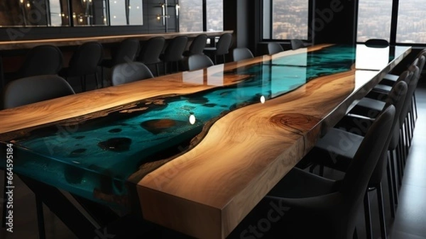 Fototapeta large modern, cool epoxy resin table