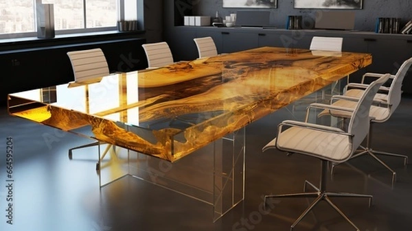 Fototapeta large modern, cool epoxy resin table
