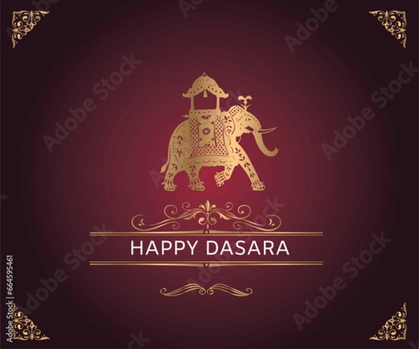 Fototapeta karnataka Concept of festival and celebrations, Carrying Golden Howdah or Chinnada Ambari on the leading Elephant during the Jamboo Savari or procession of Mysuru Dussehra at Mysore Palace.